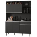 Ver imagem 1 de Kit Rita 130cm Cozinha Compacta com Nichos Cinza - Bela Móveis