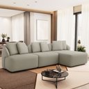 Ver imagem 1 de Sofá 3 Lugares com Chaise Direito Sala Living 248cm Arlo F04 Linho Bege - Lyam Decor