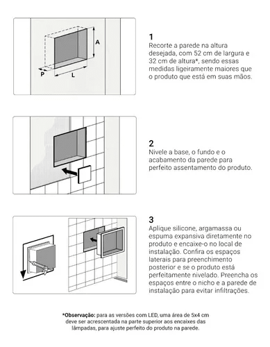 Nicho de Embutir de Mármore Sintético 30x30cm Cinza com Led Quanta Compositos Nicho de Embutir 30x30 - 8