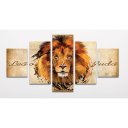 Ver imagem 1 de Quadros Decorativos para Sala  Quarto Mosaico Leão Juda Decoração 5 peças  936