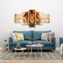 Ver imagem 3 de Quadros Decorativos para Sala  Quarto Mosaico Leão Juda Decoração 5 peças  936