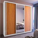 Ver imagem 1 de Guarda Roupa Casal Torino C Espelho 3 Portas de Correr 4 Gavetas MDF Branco-Naturale Bom Pastor