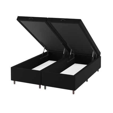 Base Box Bau Queen Size Cairo (43x158x198cm) Preto - Casa Giulia