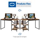 Ver imagem 4 de Escrivaninha Mesa Escritório Slim 2 Prateleiras 100% MDF 130cm Industrial Espresso Móveis Preto e Canela Rústico Marrom