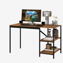Ver imagem 2 de Escrivaninha Mesa Escritório Slim 2 Prateleiras 100% MDF 130cm Industrial Espresso Móveis Preto e Canela Rústico Marrom