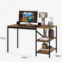 Ver imagem 3 de Escrivaninha Mesa Escritório Slim 2 Prateleiras 100% MDF 130cm Industrial Espresso Móveis Preto e Canela Rústico Marrom