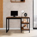 Ver imagem 1 de Escrivaninha Mesa Escritório Slim 2 Prateleiras 100% MDF 130cm Industrial Espresso Móveis Preto e Canela Rústico Marrom