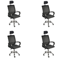 Ver imagem 1 de Kit 4 Cadeiras de Escritório Secretaria Diretor Roma Ergonômica com Apoio de Nuca