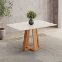 Ver imagem 1 de Mesa de Jantar 4 Lugares 120cm Tampo MDF e Vidro Canto Reto Lisa