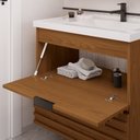 Ver imagem 5 de Gabinete para Banheiro Freijó Isa com Bancada de Mármore Sintético Branco 66 cm
