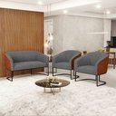 Ver imagem 2 de Namoradeira e 2 Poltronas Industrial Preto Stella Noz/linho D03 - D’Rossi