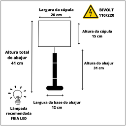 Abajur Sofia para Quarto Cúpula Tecido de Linho - 3