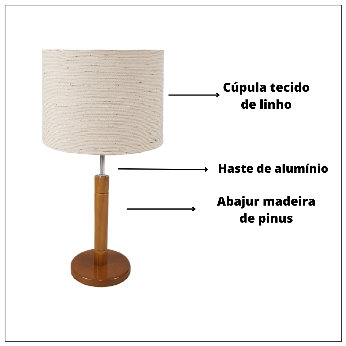 Abajur Sofia para Quarto Cúpula Tecido de Linho - 6