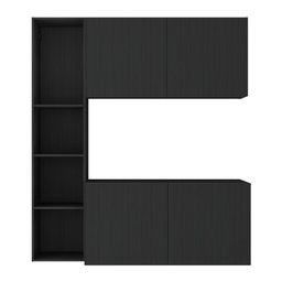 Armário de Cozinha Compacta com Balcão Linea Fit 4 Portas Multimóveis Mp2218 Preto - 6