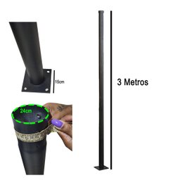 Poste Iluminaçao Publica 3 Metros Aço Pintura Eletrostatica Suporte Luminaria Refletor Residencial C - 3