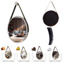 Ver imagem 3 de Espelho Redondo Decorativo Suspenso com Alça 60cm + Suporte - Branco / Alça Preta