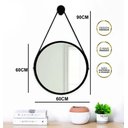 Ver imagem 5 de Espelho Redondo Decorativo Suspenso com Alça 60cm + Suporte - Branco / Alça Preta