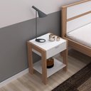 Ver imagem 1 de Mesa de Cabeceira com 1 Gaveta e 1 Tomada Bivolt - Branco/Am