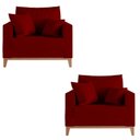 Ver imagem 2 de Kit 02 Poltrona Decorativa Beny Pés Base em Madeira Suede Cor:vermelho