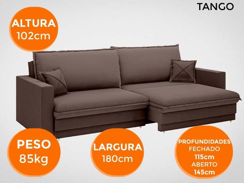 Sofá Tango 1,80M Sem Caixa, Retrátil e Reclinável Velosuede Chocolate - Netsofás - 7