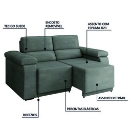Sofá Retrátil Fox 2 Lugares 1,50m em Suede - 4