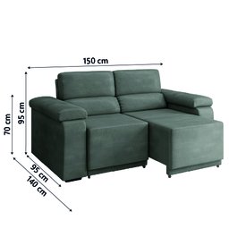 Sofá Retrátil Fox 2 Lugares 1,50m em Suede - 3