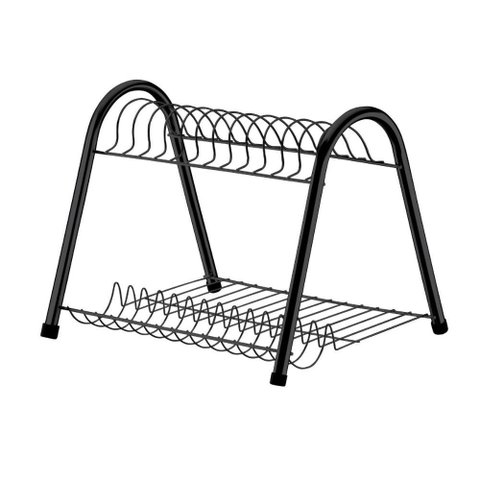 Escorredor de Louça 2 Andares 30cm Aramado Preto Cozinha Pia