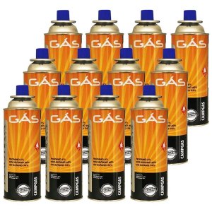 Kit 12 Refil Gás Butano Maçarico Fogareiro Portátil Gás Propano Camping Cozinha Campgas Cartucho Lat