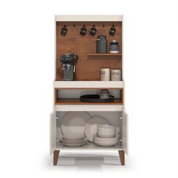 Aparador Cantinho do Café Flow Buffet com 2 Portas com Pés Pinus - Off White com Freijó - 2