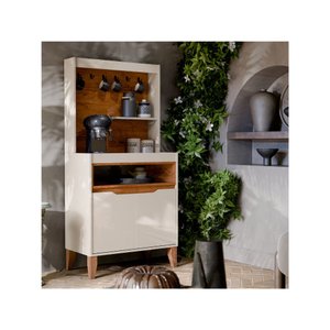 Aparador Cantinho do Café Flow Buffet com 2 Portas com Pés Pinus - Off White com Freijó
