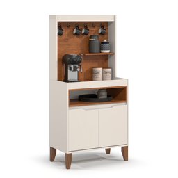 Aparador Cantinho do Café Flow Buffet com 2 Portas com Pés Pinus - Off White com Freijó - 7