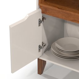 Aparador Cantinho do Café Flow Buffet com 2 Portas com Pés Pinus - Off White com Freijó - 6
