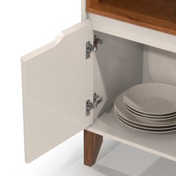Aparador Cantinho do Café Flow Buffet com 2 Portas com Pés Pinus - Off White com Freijó - 5