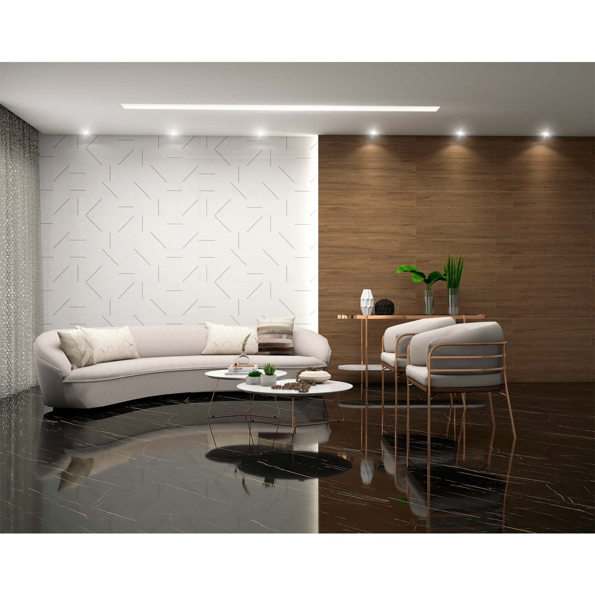 Revestimento Cerâmico de Parede Polido Dubai Black 38x74cm Cx 1,98m² ...