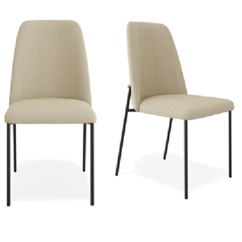 Kit 2 Cadeiras Estofadas Lucy Aço Carbono