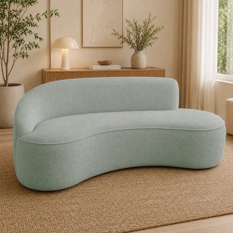 Sofá Luxuoso Sala de Estar 150cm Lado Direito Bouclé Solenne