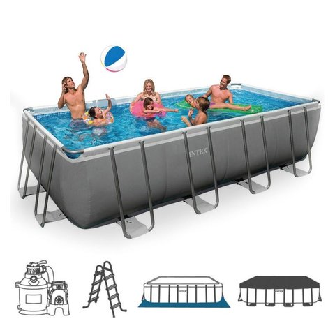 Piscina Estrutural Retangular 17.203 Litros Completa - Intex
