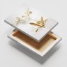 Conjunto Quadros Decorativos Florais Dourado para Sala de Estar Hall em Tecido Canvas Grandes - 4