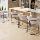 Ver imagem 2 de Kit 02 Banquetas Baixa Base de Aço Preto Betina D02 Suede Bege C-309 - Lyam Decor