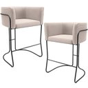 Ver imagem 1 de Kit 02 Banquetas Baixa Base de Aço Preto Betina D02 Suede Bege C-309 - Lyam Decor