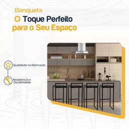 Kit 4 Banqueta Quadrada Preta para Balcão Ilha Cozinha Gourmet Bancada Piscina Bares Àrea de Lazer - 3