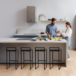Kit 4 Banqueta Quadrada Preta para Balcão Ilha Cozinha Gourmet Bancada Piscina Bares Àrea de Lazer - 6