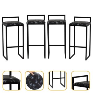 Kit 4 Banqueta Quadrada Preta para Balcão Ilha Cozinha Gourmet Bancada Piscina Bares Àrea de Lazer