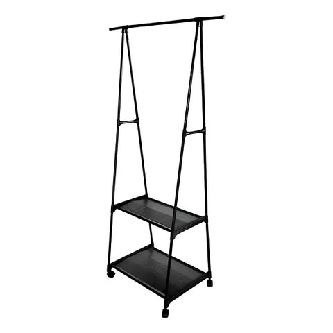 Organizador Arara Roupas Closet Aberto 2 Prateleiras Preto