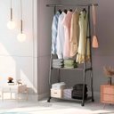 Ver imagem 2 de Organizador Arara Roupas Closet Aberto 2 Prateleiras Preto