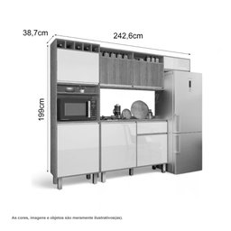 Cozinha Smart Torre Armário Geladeira Balcão Freijó e Grafite - 3