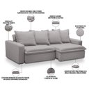 Ver imagem 4 de Sofá Retrátil Reclinável para Sala de Estar Living 215cm Vêneto F04 Veludo Cinza - Lyam Decor