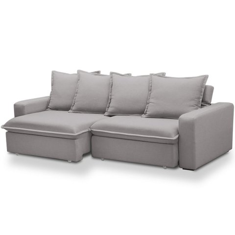 Sofá Retrátil Reclinável para Sala de Estar Living 215cm Vêneto F04 Veludo Cinza - Lyam Decor
