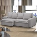 Ver imagem 2 de Sofá Retrátil Reclinável para Sala de Estar Living 215cm Vêneto F04 Veludo Cinza - Lyam Decor
