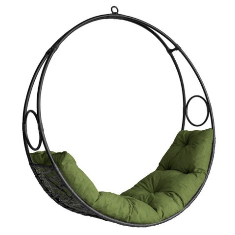 Cadeira de Balanço Lua Suspensa em Fibra Sintética Preto/verde